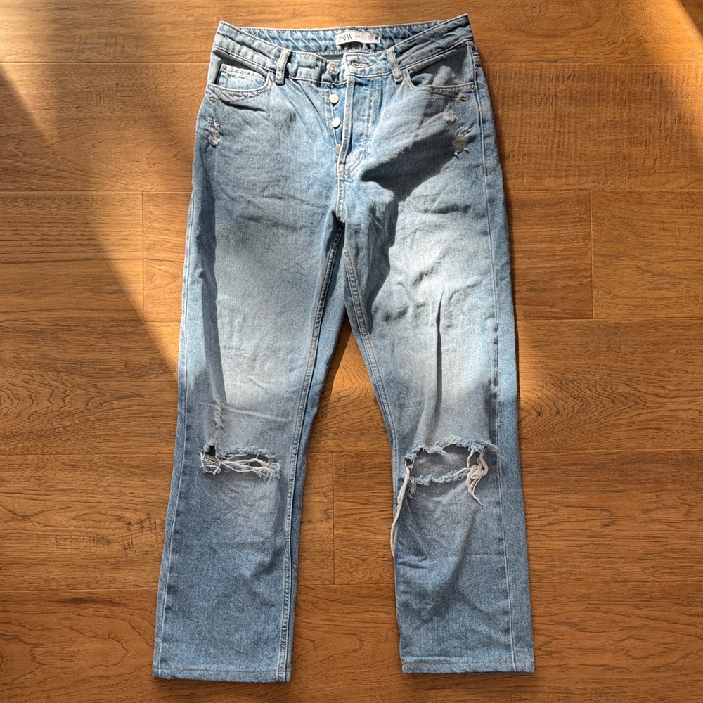 NWOT ZARA CROP BOYFRIEND JEANS SZ 4
